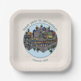 Next Year in Jerusalem Passover Seder Plate  Papieren Bordje