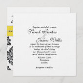 Nez blanc Damas et mariage jaune canari Invitation (Devant / Derrière)