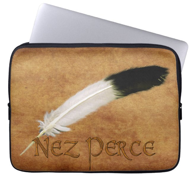 NEZ PERCE Native American Feather-laptophoes Laptop Sleeve (Voorkant)