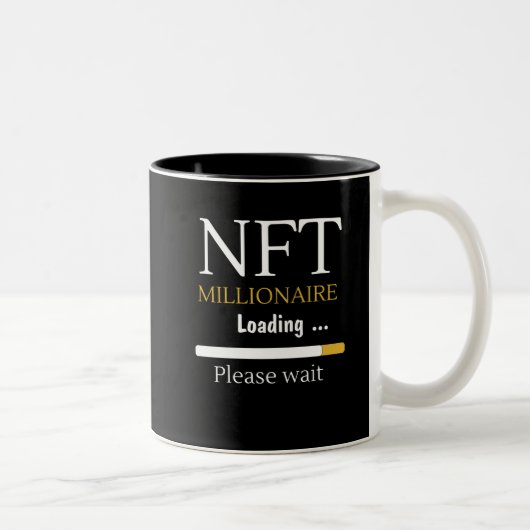 NFT Millionaire Loading crypto currency trading Tweekleurige Koffiemok (Rechts)