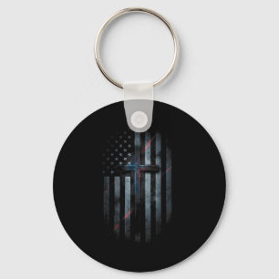 Nge Amerikaanse Vlag En Kruis Geloof Familie Domin Sleutelhanger