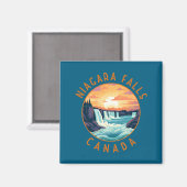 Niagara Falls Canada Retro Distressed Circle _1 Magneet (Voorkant / Achterkant)