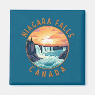 Niagara Falls Canada Retro Vervormde Cirkel _1 Magneet