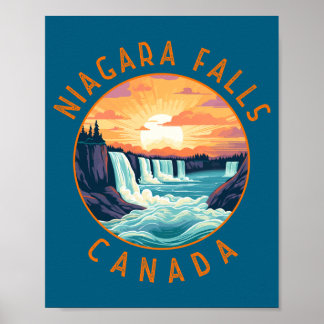 Niagara Falls Canada Retro Vervuild Rond _1  Poster