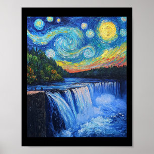 Niagara Falls - in de stijl van Van Gogh - Sterren Poster