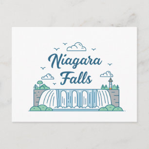 Niagara Falls Minimalistische Illustratie met Plat Briefkaart