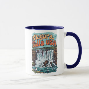 Niagara Falls NY USA Schattig Retro Landschap Mok