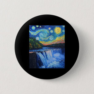 Niagara Falls - Van Gogh stijl - Sterrennacht Ronde Button 5,7 Cm