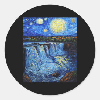 Niagara Falls - Van Gogh Style - Starry Night  Ronde Sticker