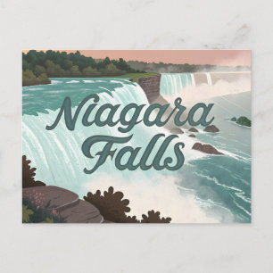 Niagara Falls Vintage Getextureerde Illustratie Feestdagenkaart
