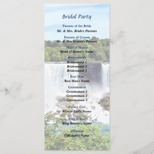 Niagara Herfsten American en Bridal Veil Herfsten Programma (Achterkant)