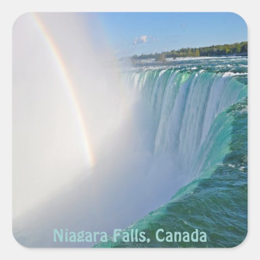 Niagara Herfsten Hoefijzer Herfsten en regenboog Vierkante Sticker (Voorkant)