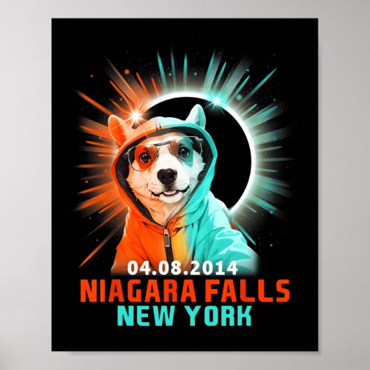 Niagara Herfsten New York Totale Zonsverduistering Poster (Voorkant)
