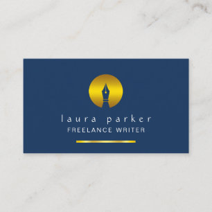 Nib Gold Freelance Writer Author Elegant Classic Visitekaartje