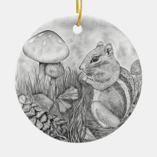 Nibbling Squirrel Keramisch Ornament (Voorkant)