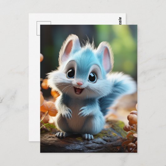 Nibbly - de blauwe eekhoorn briefkaart (Voorkant / Achterkant)