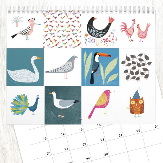 Nic Squirrell Quirky Birds Calendrier