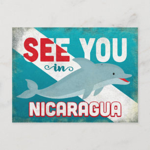 Nicaragua Dolphin - Retro Vintage Travel Briefkaart