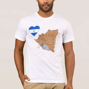 Nicaragua Flag Heart en Map T-Shirt