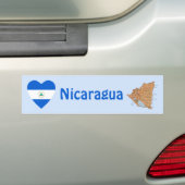 Nicaragua Flag Heart + Map Bumpersticker (Op auto)