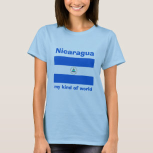 Nicaragua Flag + Map + Tekst T-Shirt