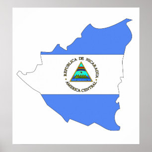 Nicaragua Flag Map van volledige grootte Poster