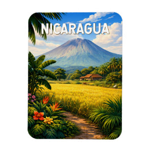 Nicaragua Illustratie Reis Kunst Vintage Magneet