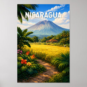Nicaragua Illustratie Reis Kunst Vintage Poster