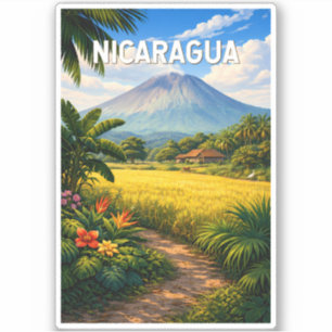 Nicaragua Illustratie Reis Kunst Vintage Sticker