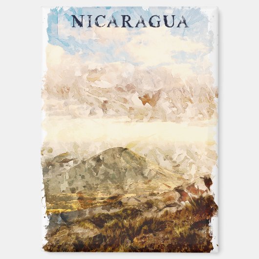 Nicaragua landschap Waterverf reizen Magneet (Voorkant)