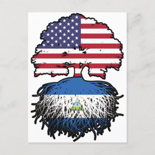 Nicaragua Nicaraguan American USA Tree Roots Flag Briefkaart