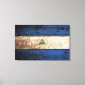 Nicaragua Vlag op oude houtnerf Canvas Afdruk (Voorkant)