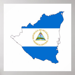 nicaragua : vlaggenkaartsymbool poster