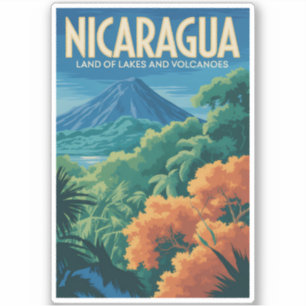 Nicaragua Vulkan Illustratie Reis Kunst Vintage Sticker