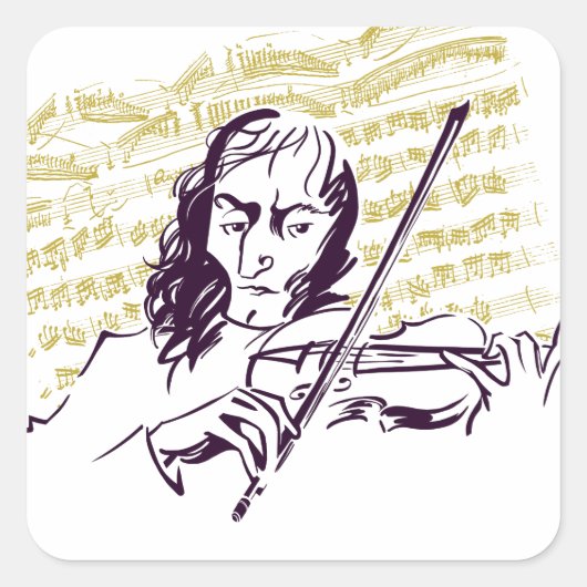 Niccolo Paganini Vierkante Sticker (Voorkant)