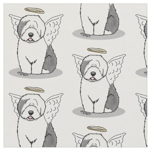 Nice Angel Old English Sheepdog (grijs 1) - Cute Stof (Close Up)