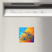 Nice Aqua Blue Elegant Peacock Feather Magnet Magneet (Insitu (Vaatwasser))