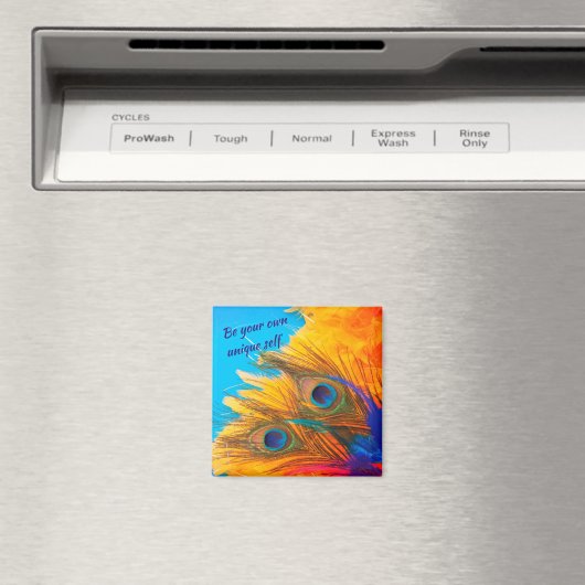 Nice Aqua Blue Elegant Peacock Feather Magnet Magneet (Insitu (Vaatwasser))