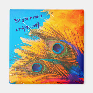 Nice Aqua Blue Elegant Peacock Feather Magnet Magneet