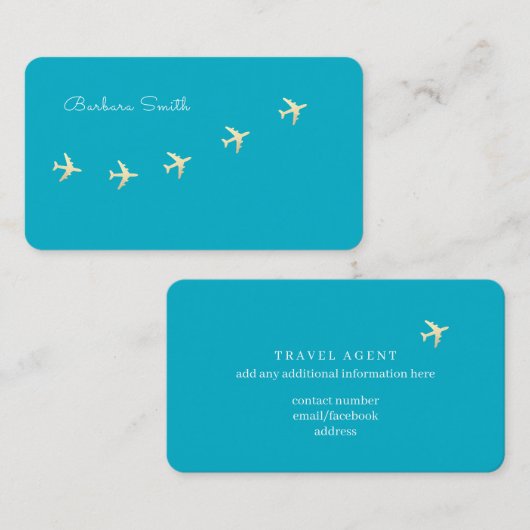 Nice Azure Blue Carte de visite pour un agent de v (Devant / Derrière)