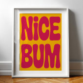 NICE BUM Funny Bathroom Humor Retro Minimalist  Poster