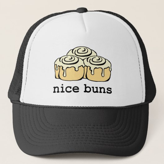 Nice Buns Cinnamon Roll Funny Cartoon Design Trucker Pet (Voorkant)