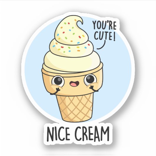 Nice Cream Funny Ice Cream Pun Sticker (Voorkant)