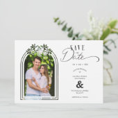 Nice Floral Arch Effect Romantic Wedding Photo Save The Date (Staand voorkant)