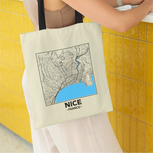 Nice, France City Map Tote Bag