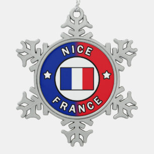 Nice France Tin Sneeuwvlok Ornament