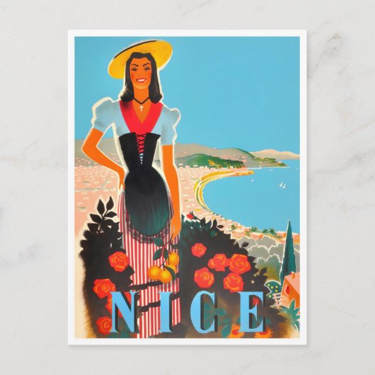 Nice France vintage-reis Briefkaart (Voorkant)