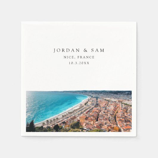 Nice Frankrijk Bruiloft Custom Cocktail servet (Voorkant)