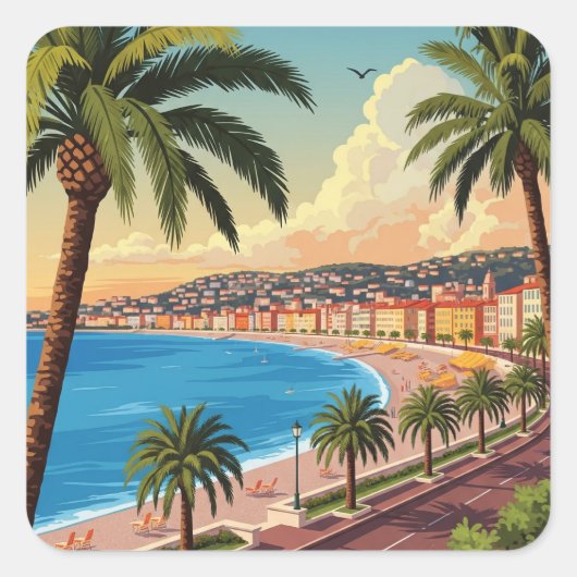  Nice Frankrijk Reizen Vierkante Sticker (Voorkant)