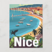 Nice Frankrijk Retro Reizen Illustratie Briefkaart (Voorkant)